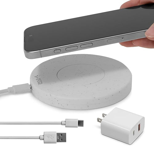15W Fast Wireless Charger – Stone Wireless Charging Pad w/ 20W USB-C Adapter LED Indicator Overheat &amp Short Circuit Protection