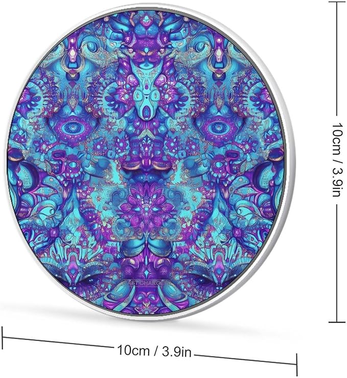 Psychedelic Mandala Hypnosis Phone Charger Magnetic Charging Pad Anti-Slip with USB Cable
