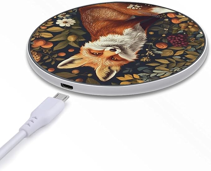 Fox Vintage Forests Wireless Charger Anti-Slip Wireless Charging Pad Slim Charger Mat for Men Women