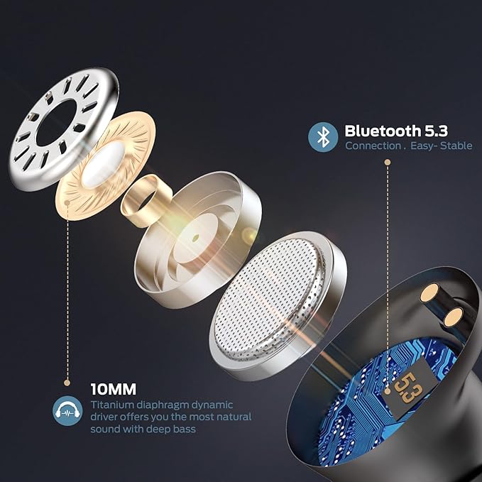 Monster Wireless Earbuds5.3 in-Ear Headphones Bluetooth Headphones Touch Control with Charging Case Bluetooth Earbuds32H Play Black