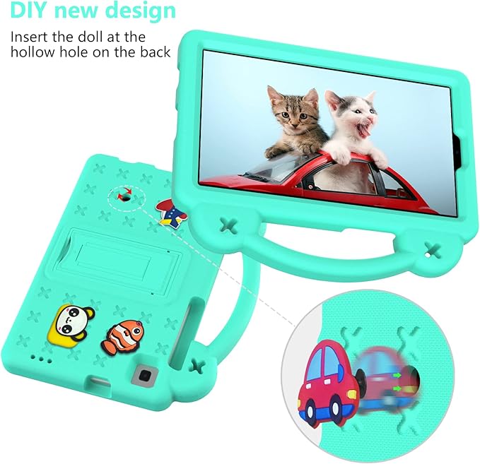 Compatible with Samsung Galaxy Tab A 8.4(2020)/Huawei MatePad T8 8.0(2020)/MediaPad M5 Lite 8/MediaPad M6 8.4(2019) Tablet Case Kids Case with Shoulder Strap &amp Stand Handle Mint Green