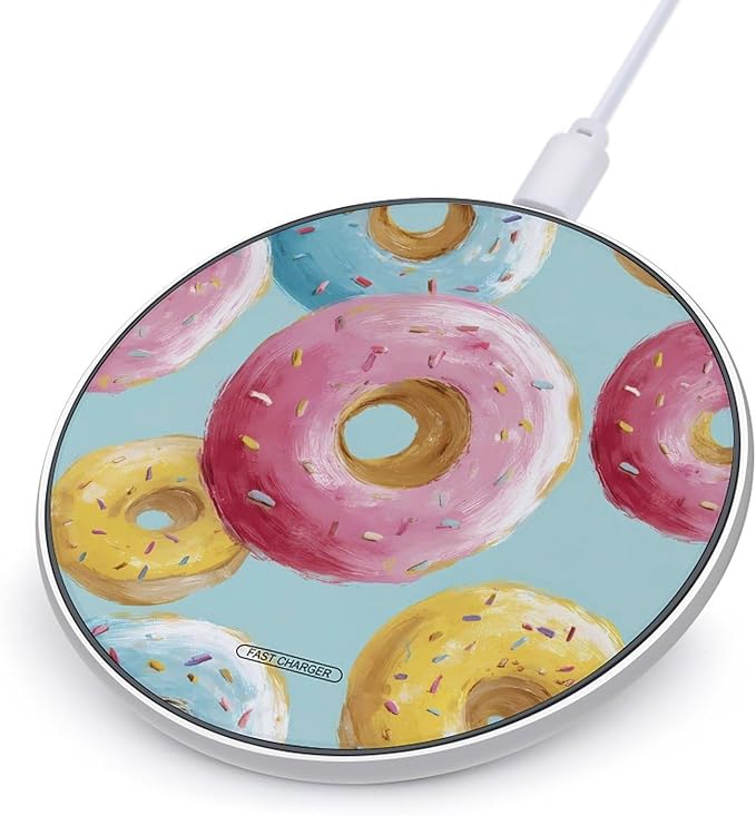 Colorful Doughnuts Fast Portable Charger 10W Funny Graphic Phone Charging Pad with USB Cable