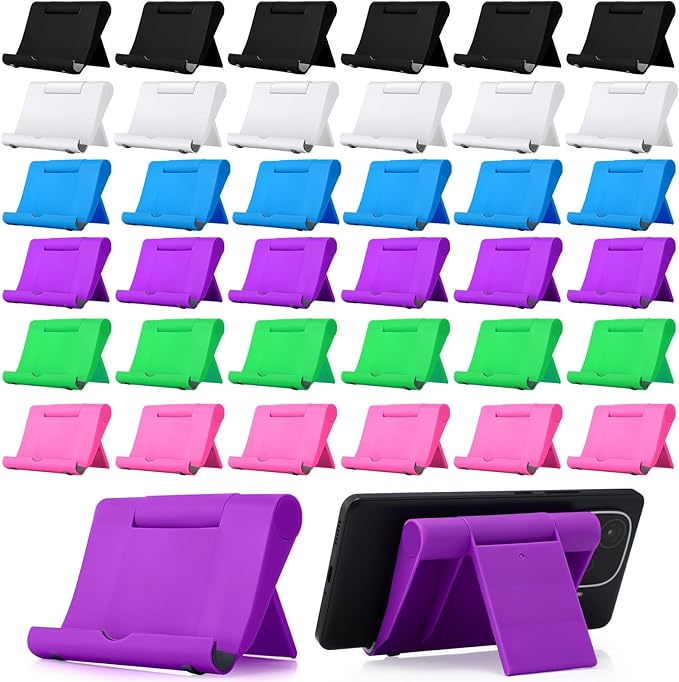 Wenqik 36 Pcs Cell Phone Stands Foldable Tablet Mobile Stand Adjustable Multi Angle Tablet Holder Compatible with Phone 15 14 13 12 11 Pro Xs Xs Max XR 8(Colorful)