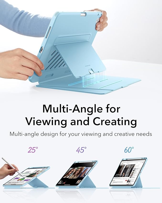 ESR for iPad Air 13 Inch Case M4/M3/M2 (2026/2025/2024) Vertical Stand Cover Multi Stand Angles Ultra-Stable Case with Pencil Holder Flip Series Light Blue