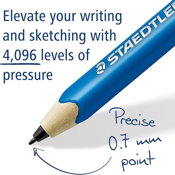 STAEDTLER Mars Lumograph Jumbo Digital Stylus Pen with Eraser: No Charging EMR Palm Rejection 4096 Pressure Sensitivity Levels Natural Writing on Touchscreen Tablet Laptop Phone