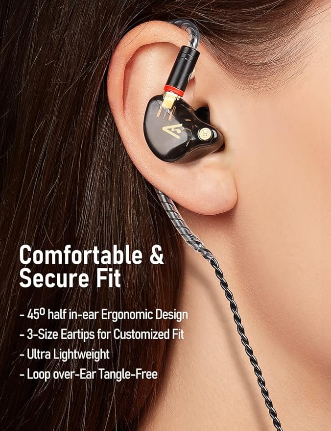 Vibes 201C Wired Earbuds in-Ear Headphones USB C to 3.5mm Adapter &amp Braided Cord Noise Isolating Bass Driven Earphones Carry Case Ear Buds Tips 3.5mm Jack (Clear Brown No Mic)