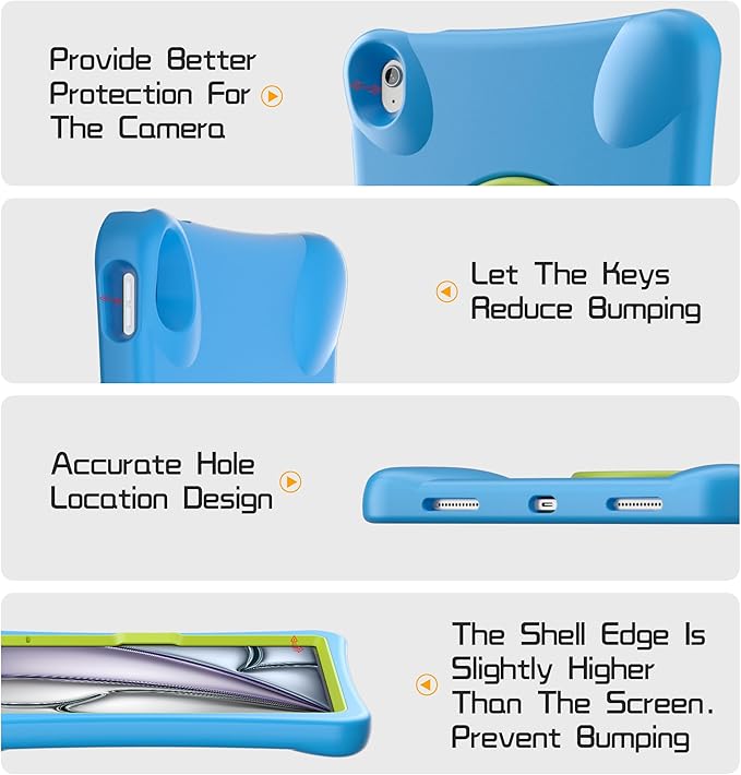 Pepkoo for iPad Air 13 inch Case for Kids with 360° Rotatable StandShockproof EVA Handle Cover for iPad Air 13 M3 2025 and M2 2024 Models