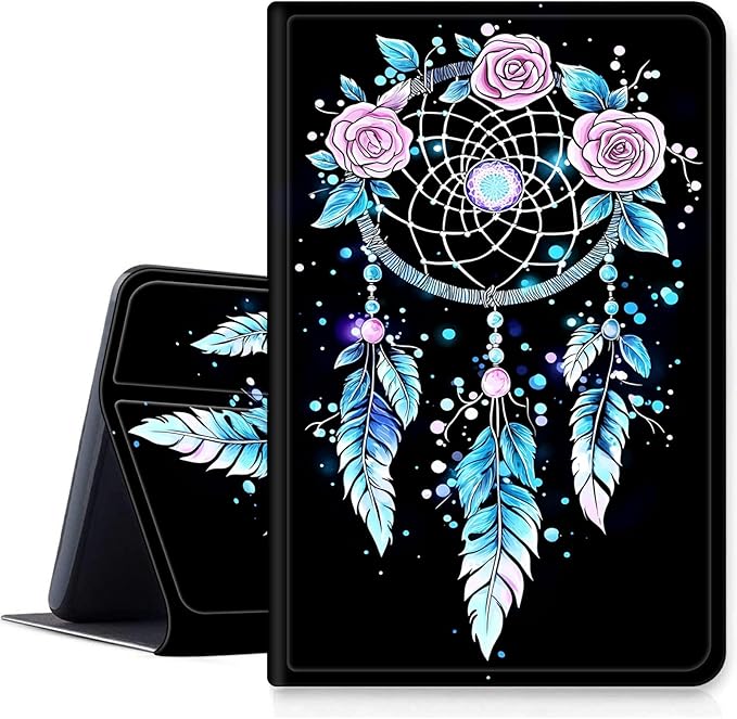 DIGTIALLL Case for Amazon Kindle Fire Max 11 Case (13th Generation 2023 Release) 11 PU Leather Smart Protective Cover with Auto Sleep/WakeDreamcatcher Pink Roses