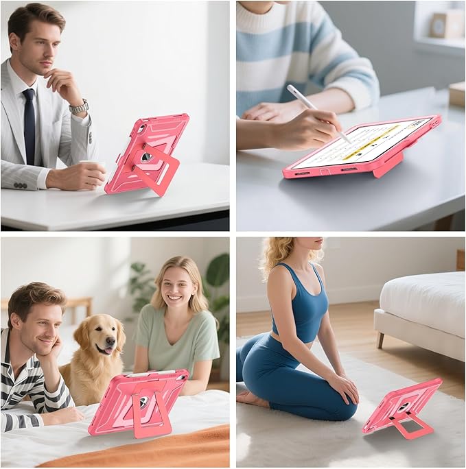 Soke Case for iPad (A16) 11th Generation 11-Inch 2025 /10th Generation 10.9-Inch 2022 with Screen Protector and Multi-Angle Kickstand Rugged Full Body Heavy Duty Protective Cover - Melon Pink
