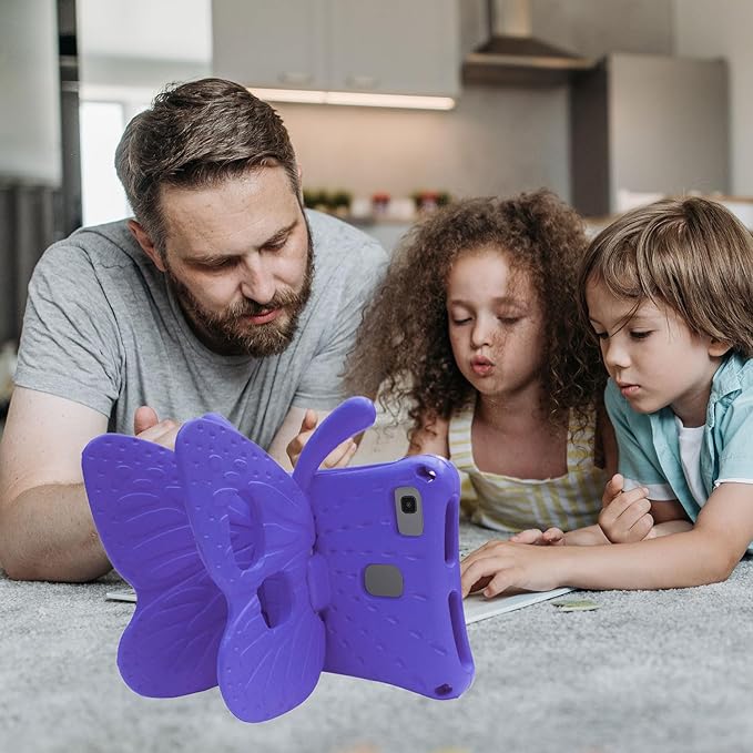 Universal Kids Case for Sunshine T1 Tablet/Sunshine T1 Elite Tablet Case Shockproof Light Weight Protective Stand Cover for Cloud Mobile Sunshine T1 Tablet 8 inch Cute Butterfly - Purple