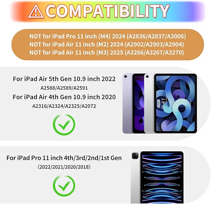 WESADN for iPad Air 5th Generation Case iPad Pro 11 Inch Case 4th/3rd/2nd/1st with Screen Protector/Butterfly Kickstand/Strap/Keychain/Pencil Holder for Kids Girls Cases for iPad Air 4 Pink Purple