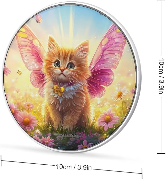 Cat Angelswings Wireless Charger Anti-Slip Wireless Charging Pad Slim Charger Mat for Men Women