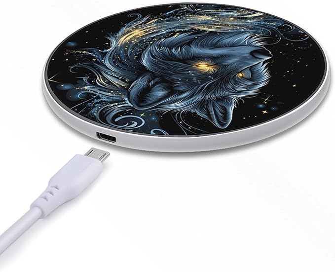 Magical Wolf Print Wireless Charger Anti-Slip Wireless Charging Pad Slim Charger Mat for Men Women