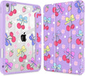 Tuiklol for 2025 iPad (A16 Chip) 11th Generation 11 inch/iPad 10th Gen 10.9 inch 2022 Case Buit in Pencil Holder with Clear Back Shell Cover Trifold Stand Auto Wake/Sleep Strawberry Cherry Purple