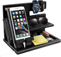 Gifts for Men Christmas Wood Phone Docking Station Mens Gifts for Birthday or Gifts for Dad Fathers Day Desk Workspace Organizer Nightstand Organizer Key for Wallet &amp Watch Holder Husband Chris