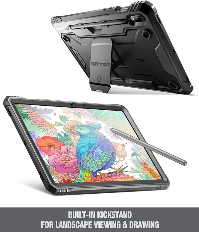 Poetic Revolution Series for Samsung Galaxy Tab S7 Tablet Case 11 Inch Model SM-T870/ SM-T875 (2020 Release) Full-Body Heavy Duty Case Built-in-Screen Protector Black
