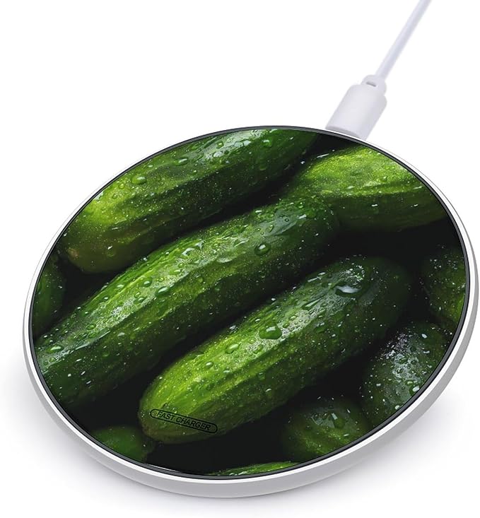 Green Cucumber Pickles Phone Charger Magnetic Charging Pad Anti-Slip with USB Cable