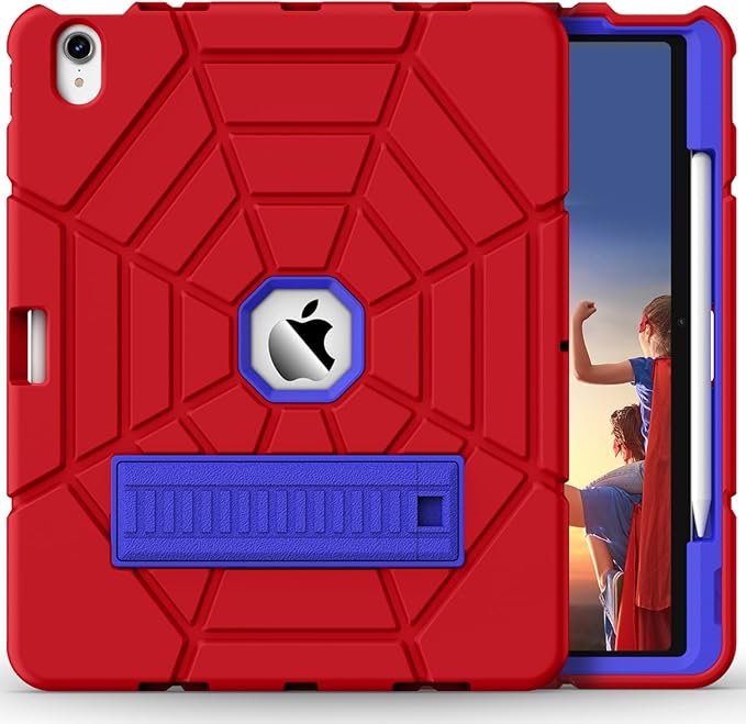 Grifobes for iPad Air 13 inch (M4/M3/M2) 2026/2025/2024 Heavy Duty Shockproof Rugged Protective Cover with Pencil Holder Built-in Stand for i Pad Air 6th Gen 13 (Red+Blue)