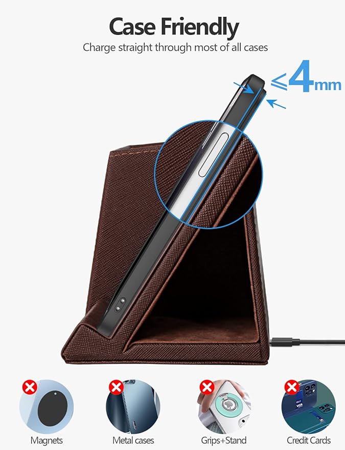 Pen Holder with Wireless Charger Compatible with iPhone 17/16/15/14/13/12/11/8 Series Pencil Holder Phone Stand for Desk Home Office Men Gift Husband Wife Anniversary Dad Birthday Idea Gadget