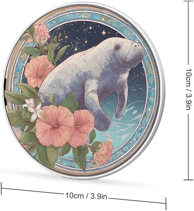 Manatees Hibiscus Flower Phone Charger Magnetic Charging Pad Anti-Slip with USB Cable