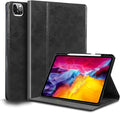 for Ipad Pro 12.9 inch 6th/5th/4th/3rd Gen Case 2022/2021/2020/2018 Genuine Leather Cover ProtectiveBuilt-in Pencil Holder and Auto Wake/Sleep.Black