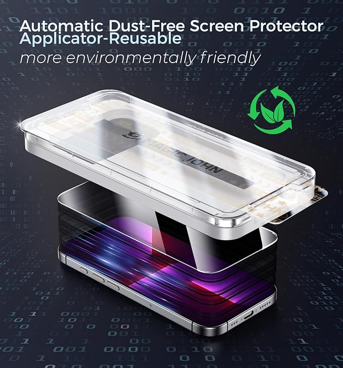 MAGIC JOHN 3rd Gen Upgraded for iPhone 13 Pro Max/iPhone 14 Plus Privacy Screen Protector 6.7 Inch 25°Anti-Spy Screen Shockproof Tempered Glass Auto Dust-Removal Bubble Free Easy Installation 2