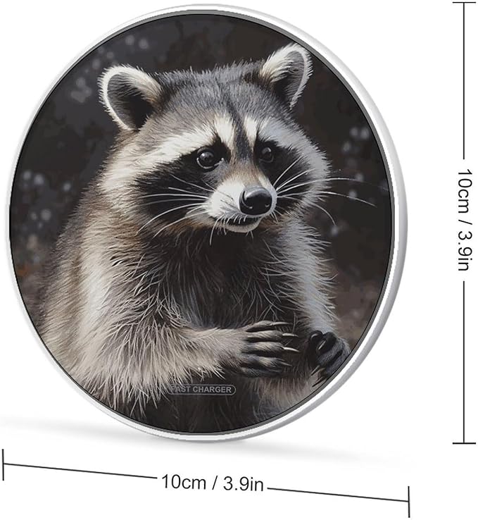 Raccoon Wireless Charger Fast Wireless Charging Pad with USB Cable 10W Anti-Slip Magnetic Wireless Charger Portable Slim Charger Puck Travel Charging Station