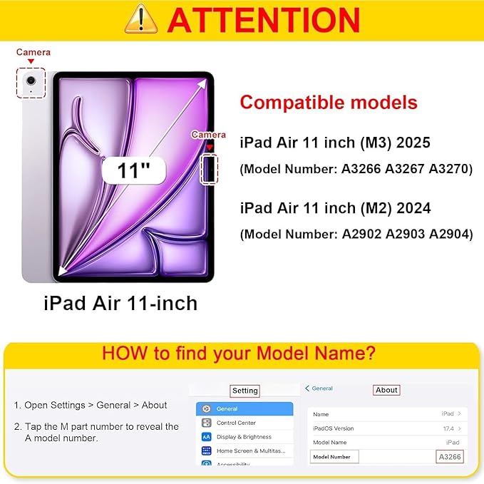 Kids Case for Apple iPad Air 11 inch M4/M3/M2 (2026/2025/2024) with Pencil Stylus Holder/Handle/Kickstand Slim Lightweight Cute Soft Shockproof EVA Folio Stand Protective Tablet Cover Purple