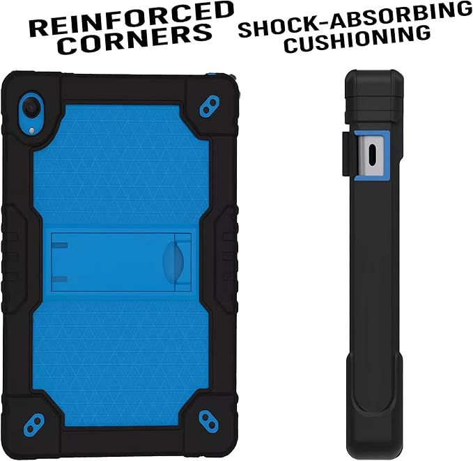 Case for Pritom Tab 10 Lite Tablet/TECLAST P26T/TECLAST P25T/Wetap M10 10.1 inch Tablet Shockproof Firendly Case Built in Kickstand Shoulder Strap with Screen Protector (Black/Blue/1 PC)
