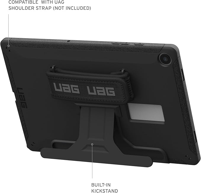 UAG Designed for Samsung Galaxy Tab A9 Plus Case 11 SM-X210 SM-X215 SM-X216 SM-X218 Scout w/Handstrap &amp Kickstand Black Rugged Military Dropproof Protective Cover by URBAN ARMOR GEAR
