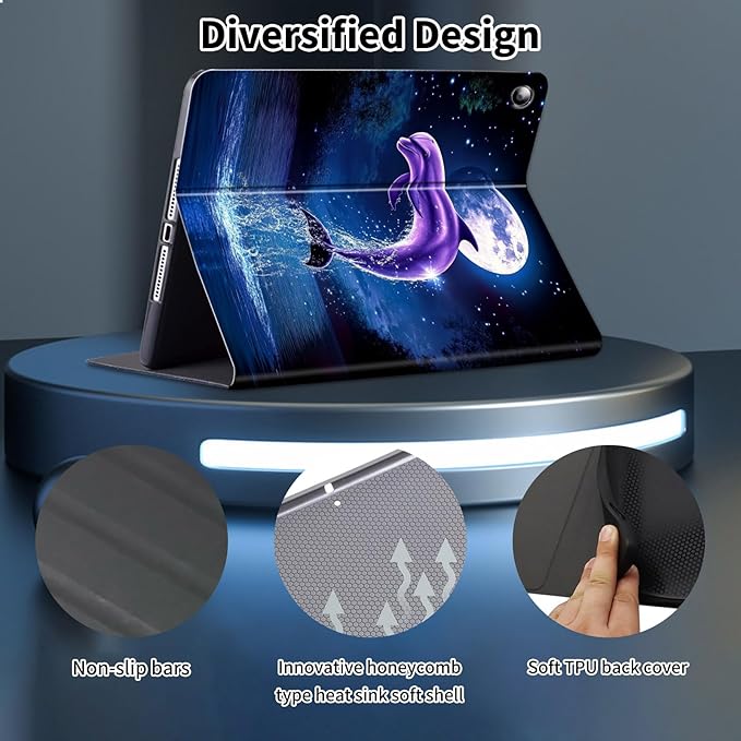 for Fire Max 11 Tablet Case(13th Generation2023 Release) 11Slim PU Leather Multi-Angle Stand Folio Cute Cover with Auto Wake/Sleep Case for Fire Max 11 TabletCute Dolphin Ocean