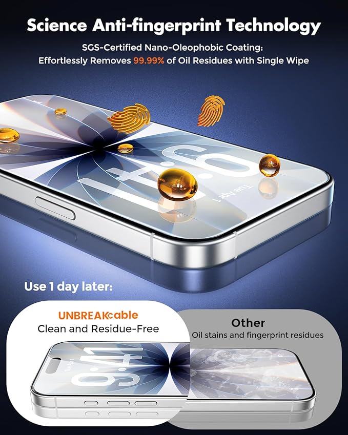 UNBREAKcable for iPhone 17 Screen Protector [Quick-Installation Box] 3-Pack 9H+ Hardness Shatterproof Tempered Glass [99.99% HD Clear] [Case Friendly] [Bubble Free] for iPhone 17 6.3