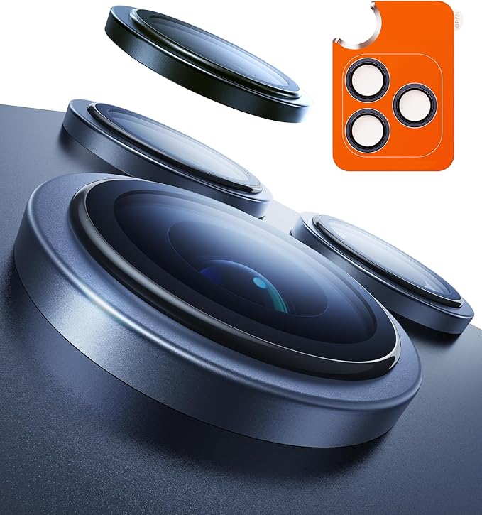 TORRAS 3-Year Ultimate Durability for iPhone 17 Pro Max/17 Pro Camera Lens Protector-1:1 Invisible Fit &amp Ultra Clarity Military-Grade 9H+ Aerospace Glass Anti-Scratch Metal Frame Deep Blue