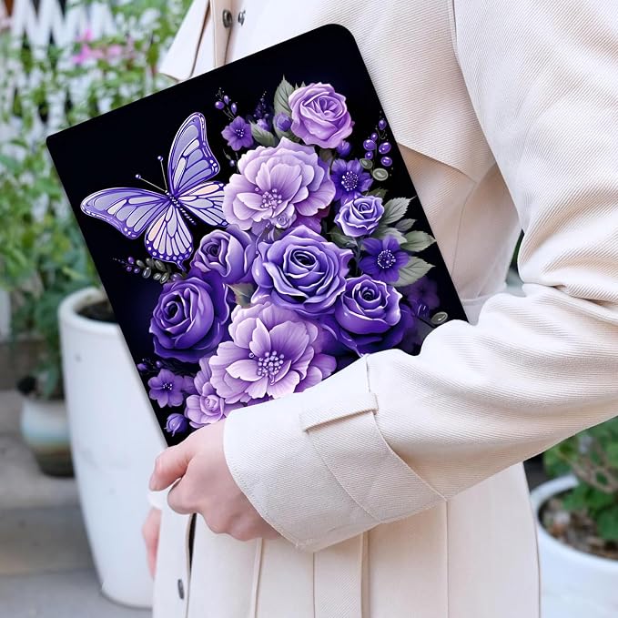 Purple Flowers and Butterfly