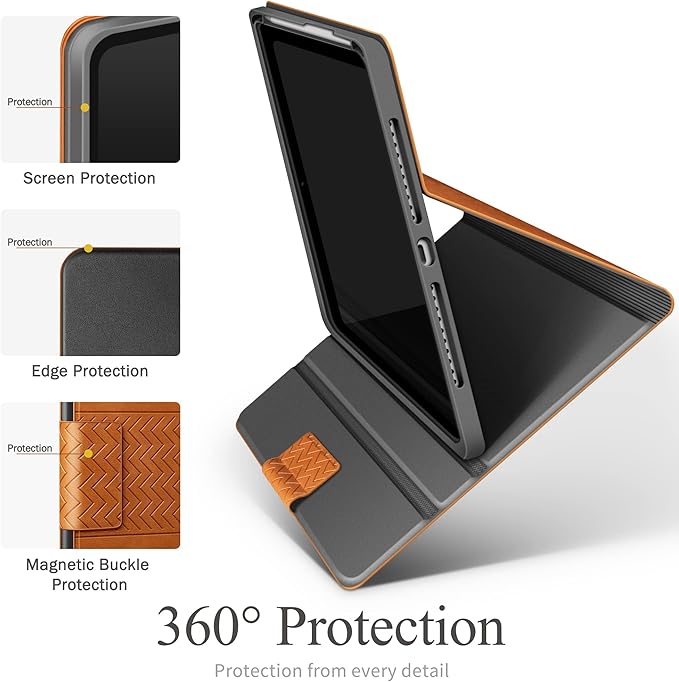 auaua Case for iPad mini 7 (A17 Pro 2024) / iPad mini 6 Case (2021) 8.3 inch with Pencil Holder Multiple Viewing Angles Magnetic Closure Auto Sleep/Wake (Brown)