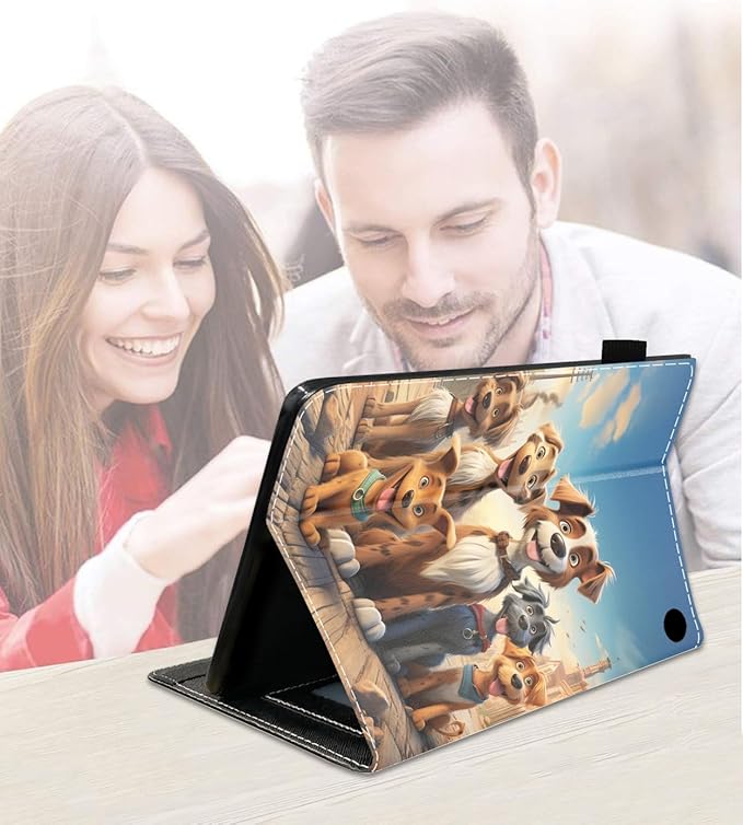 Case for Amazon Fire HD 10/HD 10 Plus Tablet 10.1 (13th/11th Generation 2023/2021 Release) Slim PU Leather Cover with Card Slot &amp Auto Wake/Sleep Cute Cartoon Dog