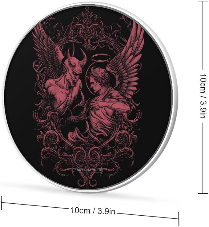Dark Devil Angeled Phone Charger Magnetic Charging Pad Anti-Slip with USB Cable