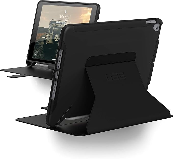 URBAN ARMOR GEAR UAG Designed for iPad 10.2 Case Black 9th Generation 2021 &amp 8th Gen 2020 w/Hand Strap Thin Slim Military Drop Tested Durable Protective w/Stylus &amp Pencil Holder Scout Series