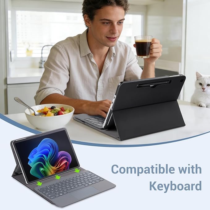 CoBak Case for Microsoft Surface Pro 12 (2025) Premium Business Cover with Multi-Angle Stand Embedded Stylus Holder Keyboard Support &amp Built-in Organizer – Tailored for ProfessionalsBlack