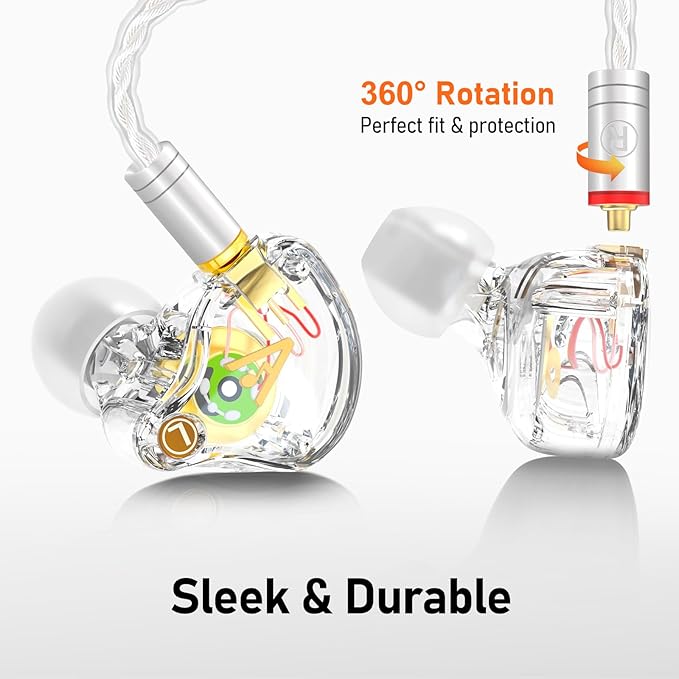 Vibes 202ML Wired Earbuds - HiFi in Ear Headphones for iPhone 5–14 Noise Isolating Ear Buds w/ Mic - Clear Sound Deep Bass Comfort-Fit Earphones - MMCX–LTN Silver Plated Cord Carrying Case