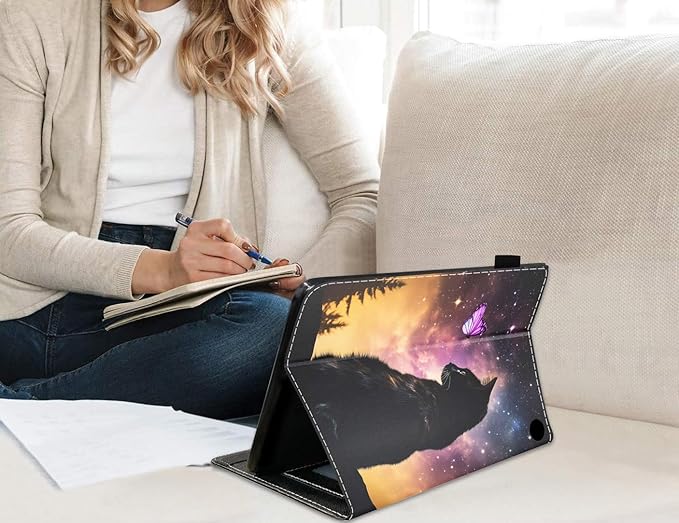 Case for All-New Amazon Kindle Fire HD 10 &amp 10 Plus Tablet 10.1 (13th/11th Generation 2023/2021 Release) Slim PU Leather Stand Cover with Card Slot &amp Auto Wake/Sleep Cat and Butterfly
