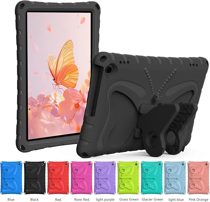 Kids Case Compatible with Kindle Fire HD 10 Tablet (13th/11th Generation 2023/2021 Release) Lightweight Shockproof Case EVA Foam Cover with Shoulder Strap &amp Stand Cover for Boys Girls(Black)