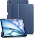 DTTO for iPad Air 13 Inch Case M4/M3/M2 2026/2025/2024 iPad Pro 12.9 Inch Case (6th/5th/4th/3rd Gen) Smart Slim Trifold Stand Soft Cover with Pencil Holder Navy Blue