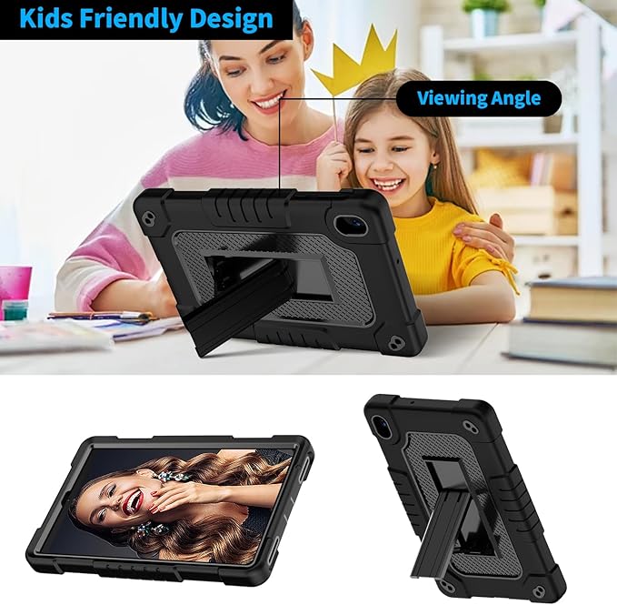 for Walmart Onn 8 inch Gen 4 2024 Model Tablet Case with 2 Pcs Screen ProtectorHeavy Duty Kids Shockproof Stand Shoulder Strap Case for Walmart Onn 8 2024 Model:100135923 (Black)