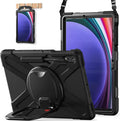 BATYUE Case for Samsung Galaxy Tab S10+ Plus /S9 FE+ Plus /S9+ Plus /S8+ Plus /S7+ Plus /S7 FE 5G 12.4 inch Shockproof Protective Tablet Case with Shoulder Strap Kickstand Black