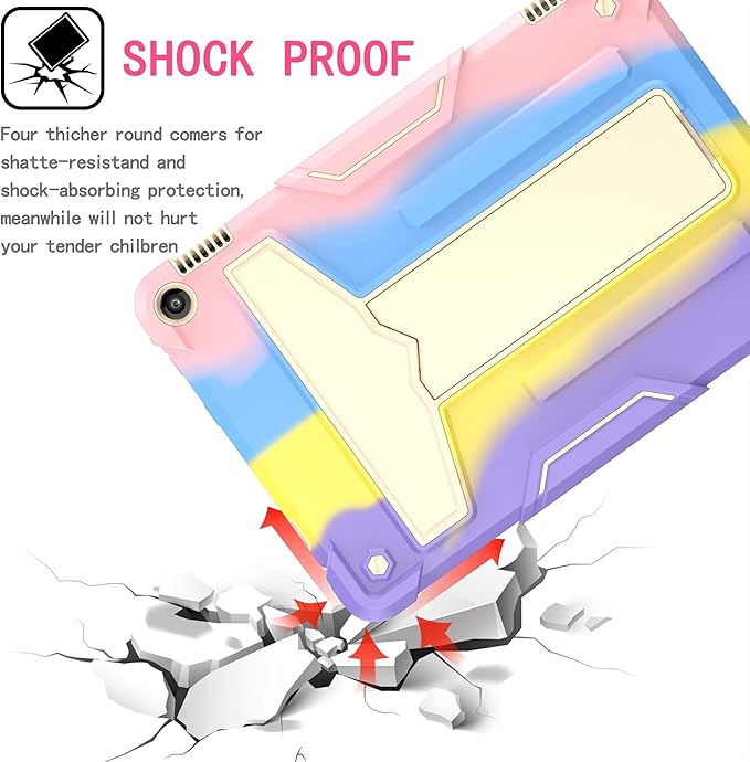 Dteck Case for Fire HD 10/HD 10 Plus Tablet (2021 Release 11th Generation) - Kids Friendly Shockproof EVA Case Convertible Stand Full Body Rugged Protective Cover Rainbow