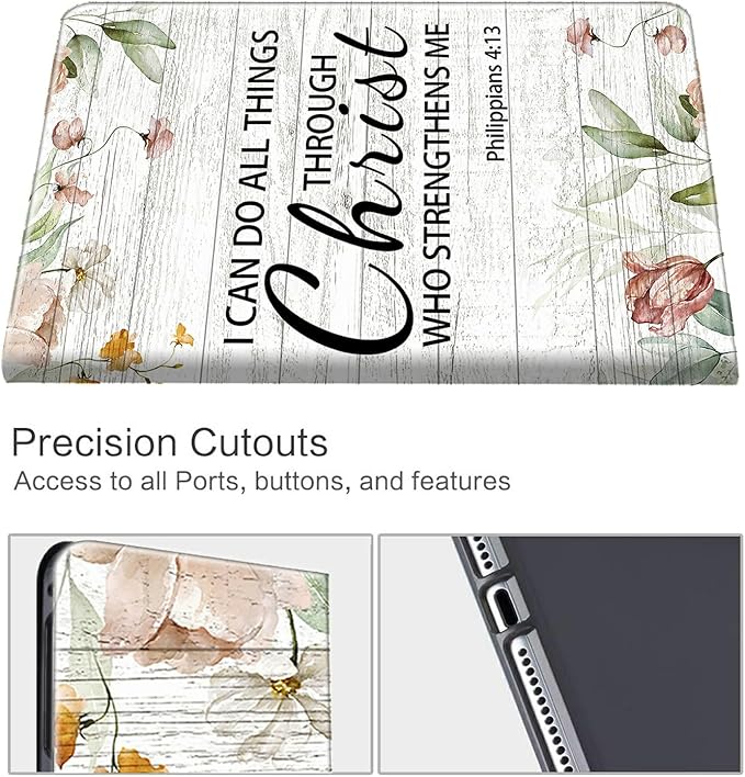 for Kindle Scribe 10.2 Inch (2022/2024 Released) Case with Pen Holder &amp Auto Wake/Sleep Smart Shockproof Protective Cover for Kindle 10.2 2022 Signature E-ReaderBible Philippians 4:13