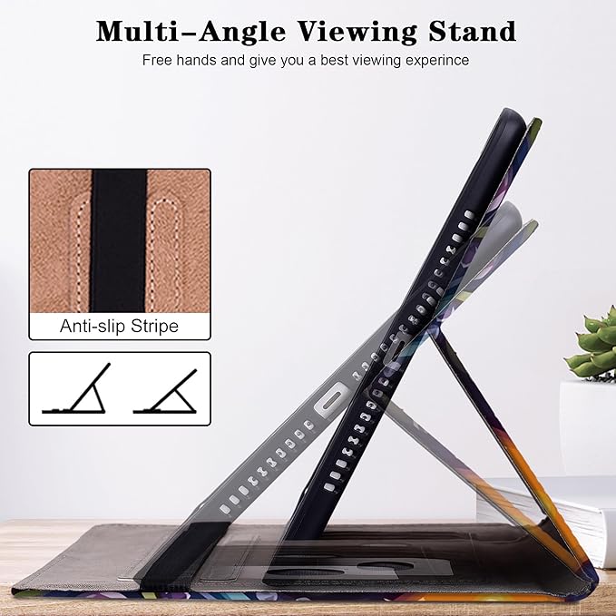 Tablet Case for Samsung Galaxy Tab S10 Plus/ S7 FE 12.4 inch Multi-Angle Viewing Premium PU Leather Case with Card Holder for 12.4 Samsung Galaxy Tab S10+Plus/S7 FE - Flower Vine