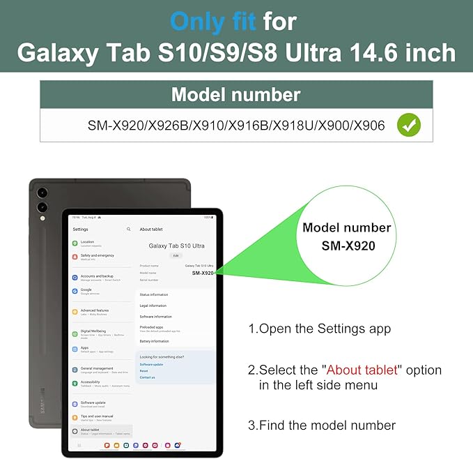 DTTO for Samsung Galaxy Tab S10 Ultra / S9 Ultra / S8 Ultra Case 2024/2023/2022 Premium Leather Business Folio Stand Cover with S Pen Holder for 14.6 Inch Tablet Auto Wake/Sleep Midnight Green