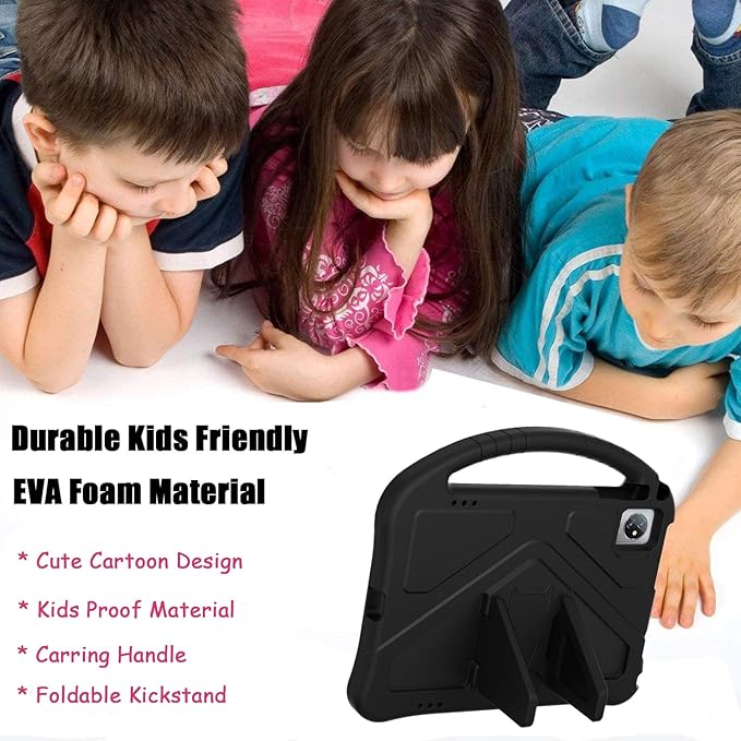 Kids Universal Case for Blackview Tab 8 WiFi 10.1 inch 2023 EVA Foam Stand Handle Cover for Blackview Tab 7 WiFi/OSCAL Pad 60/ DragonTouch Notepad 102/ Teclast P40HD 10.1 Tablets - Black